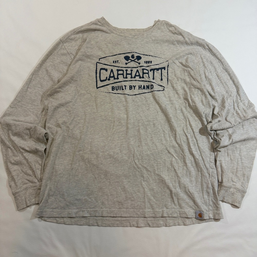 Carhartt Long Sleeve T-Shirt Men XL Gray Built By Hand Graphic Relaxed Fit